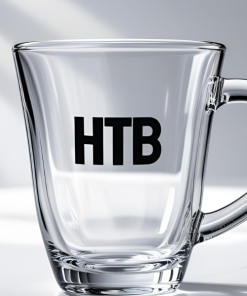 Ly thủy tinh in logo có quai cầm