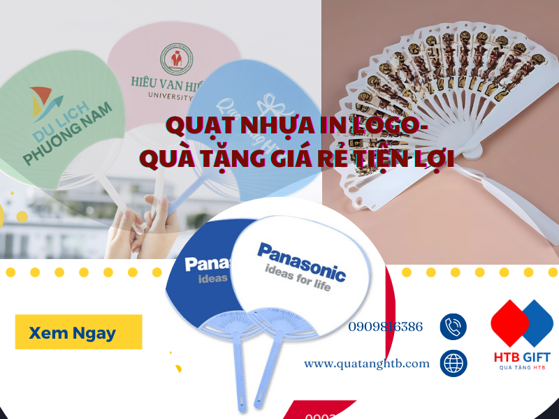 Quạt nhựa in logo- quà tặng giá rẻ tiện lợi 