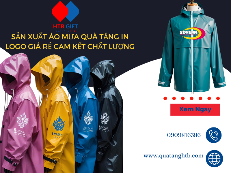 Sản xuất áo mưa quà tặng in logo giá rẻ cam kết chất lượng